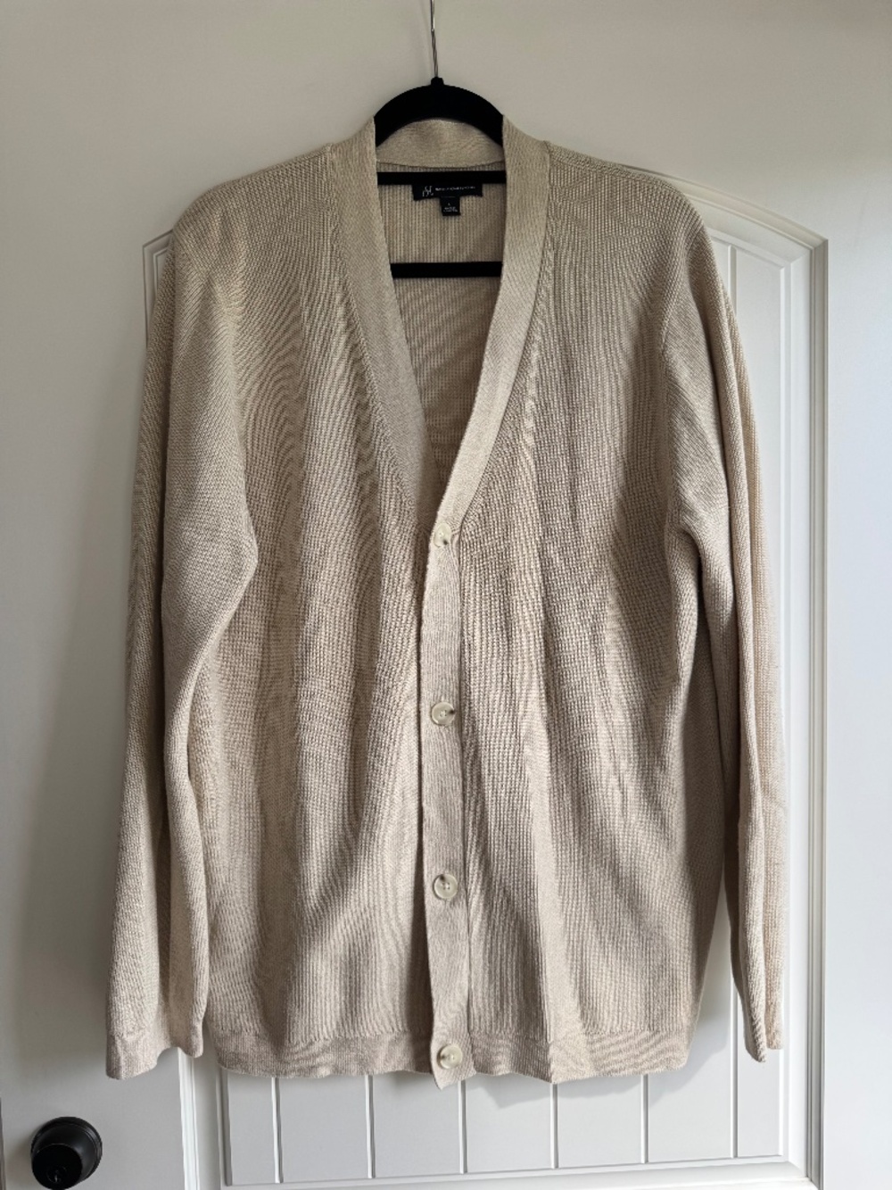 INC International Concepts ribbed knit cream cardigan sweater button up down L